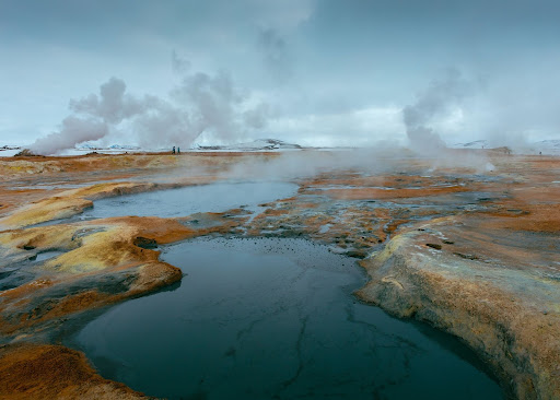 Steaming hot springs in Mývatn, Iceland