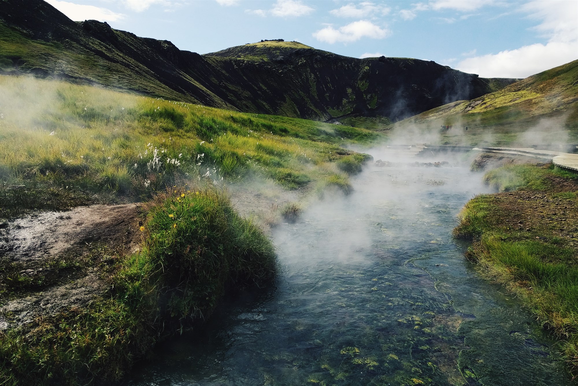 Steam valley hike near Reykjavik in Iceland.