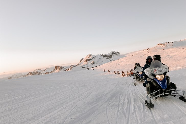 Snowmobiling tour on one of Iceland’s glaciers.